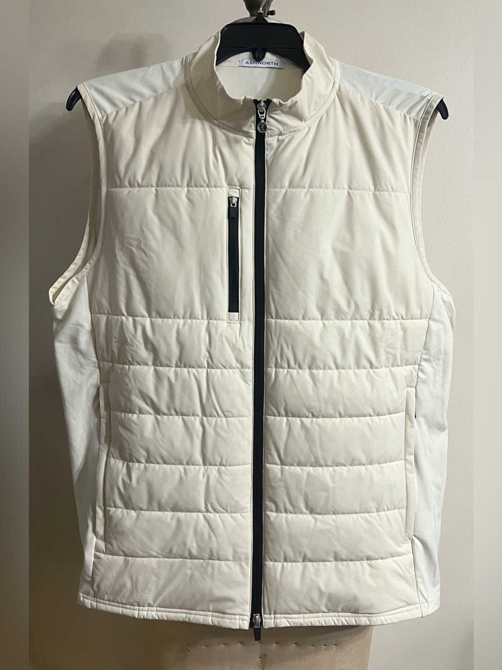 Ashworth Quilted Front Knit Back Bone Vest Size XL